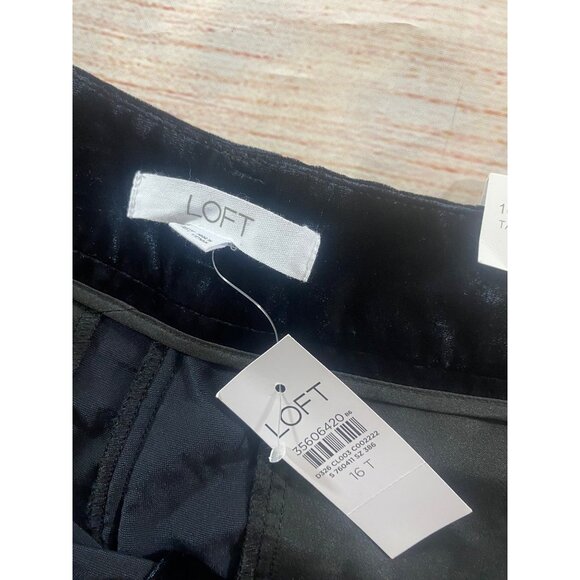 NWT Loft Women's Black Velvet The Peyton Trouser Casual Pants - 16 Tall - Picture 12 of 16